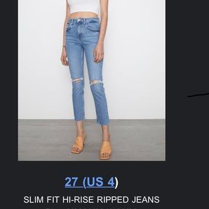 Slim Fit Hi-Rise Ripped Zara jeans